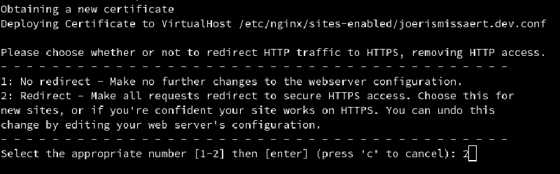 Certbot menu