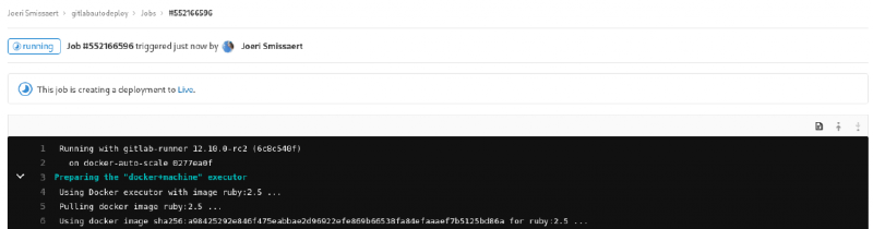 GitLab deploy job running