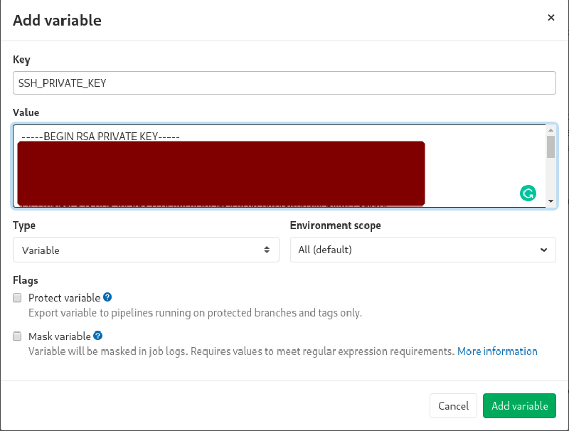 GitLab SSH Privat Key Variable