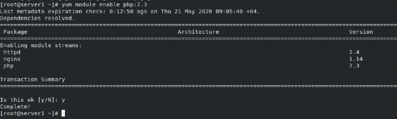 yum module enable